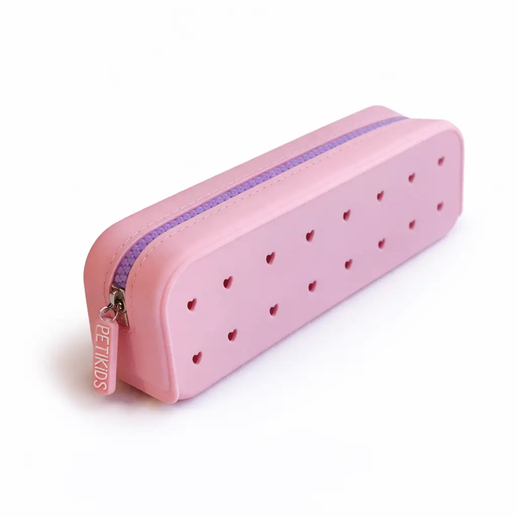 Perforated Pop & Clip School Pencil Case- Light Pink