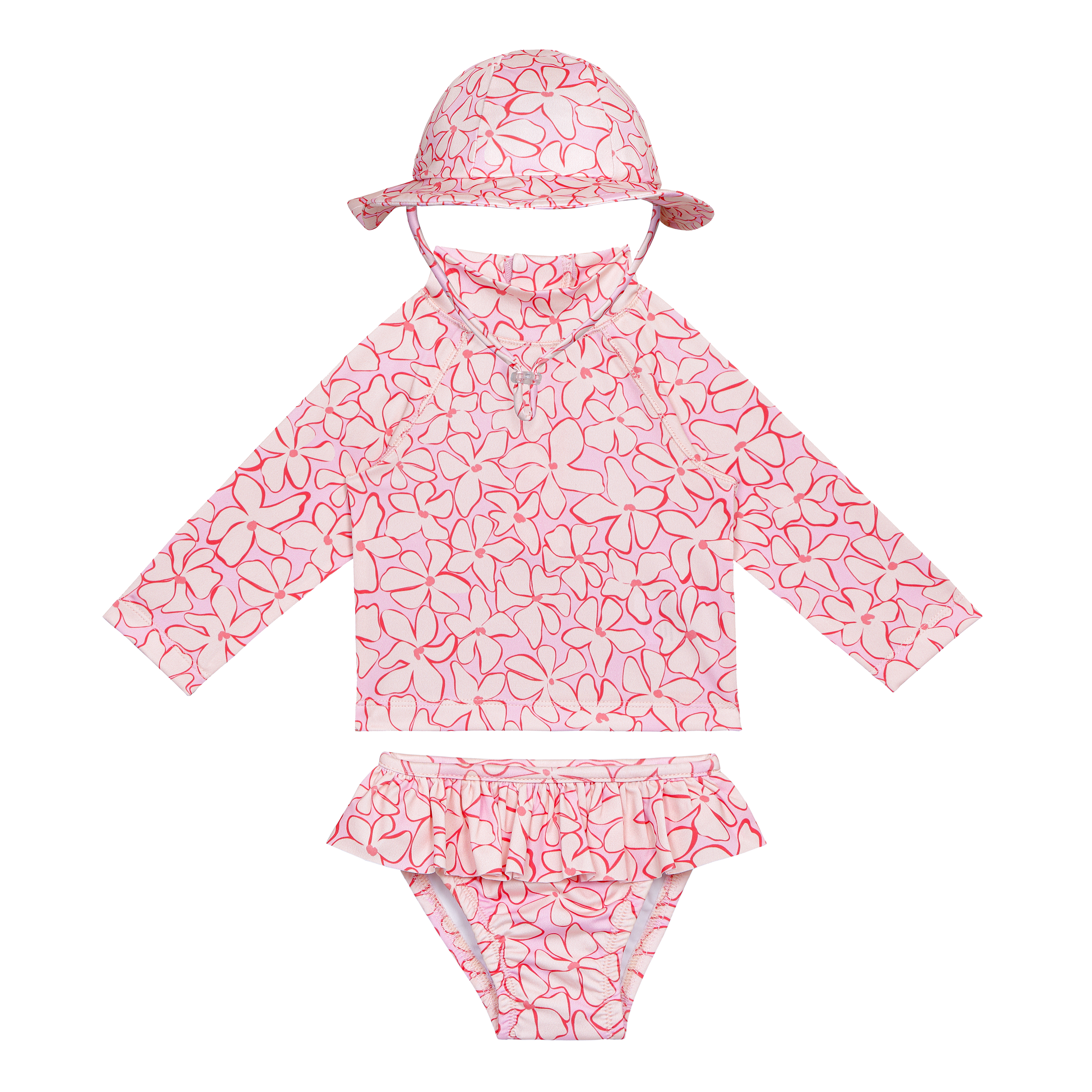 A 3-piece girls' swimwear set with a top