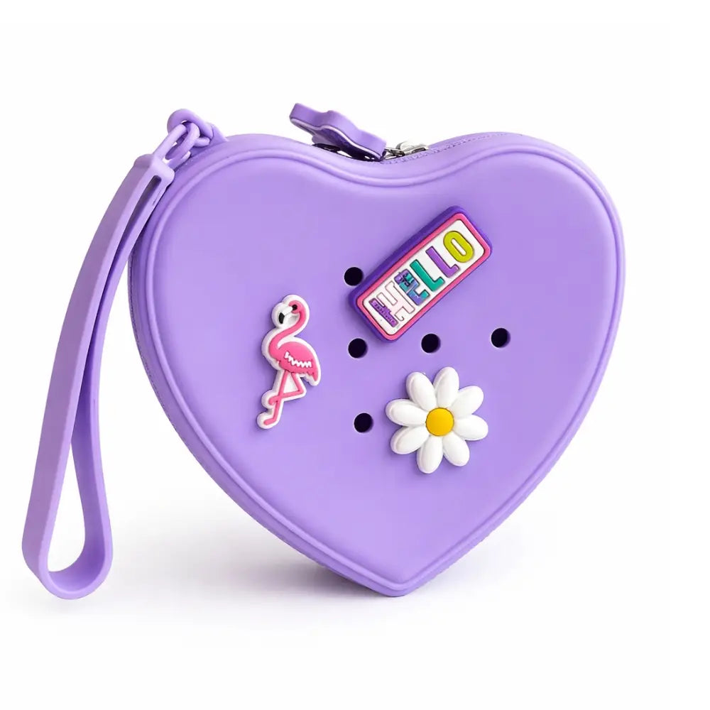 Perforated Pop & Clip Pouches - Heart Shape Purple