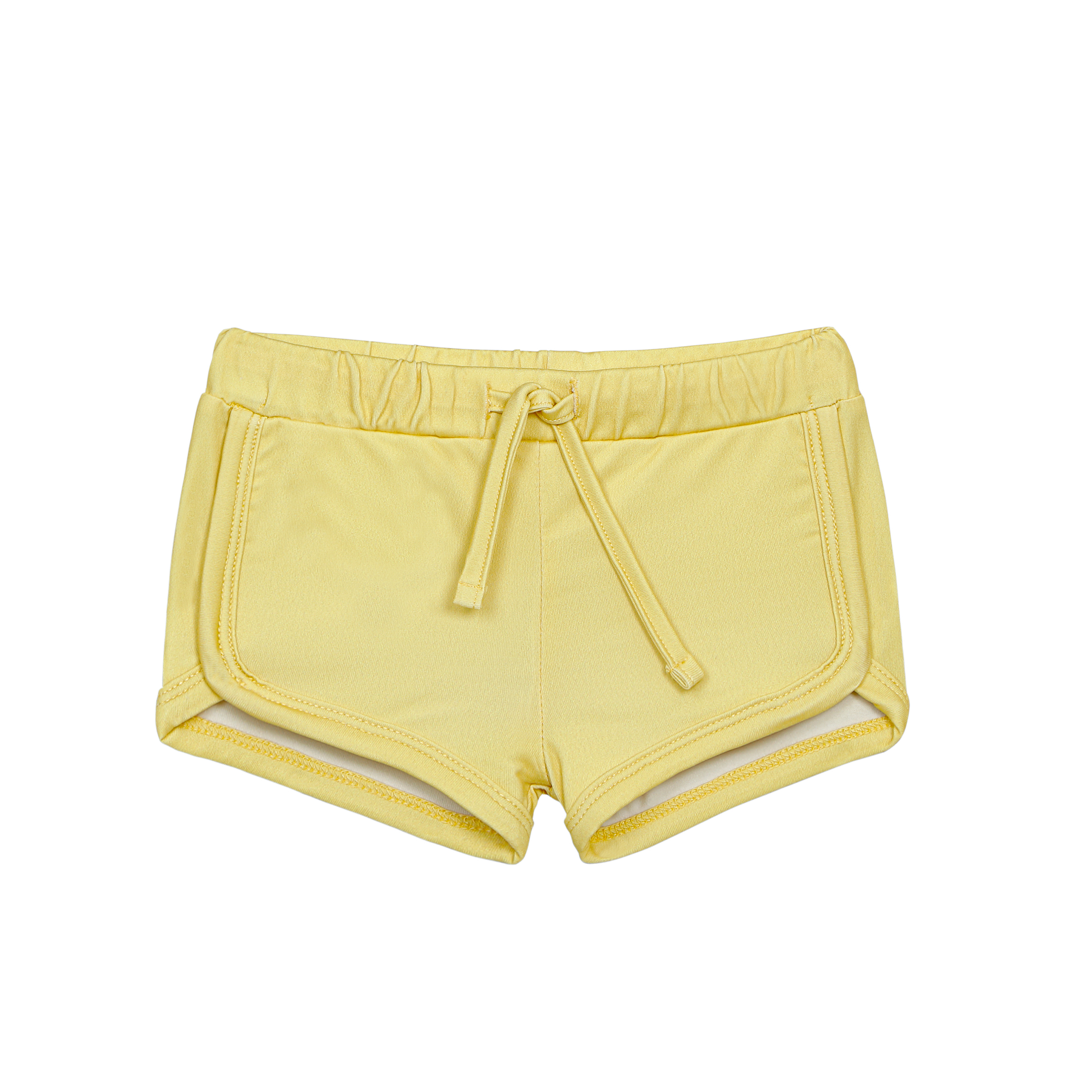 Yellow shorts with a drawstring