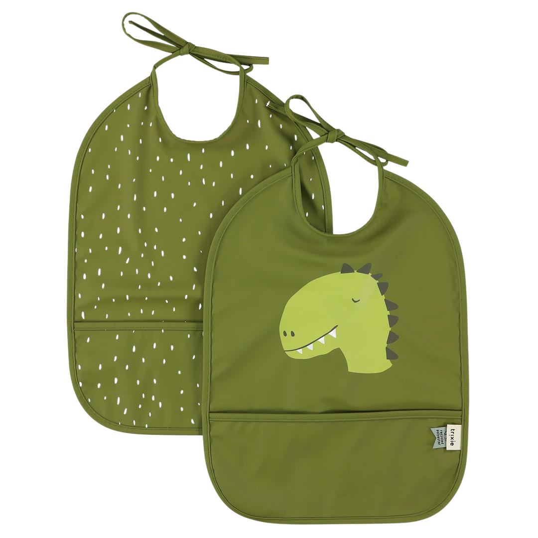 Waterproof bib 2-pack - Mr. Dino