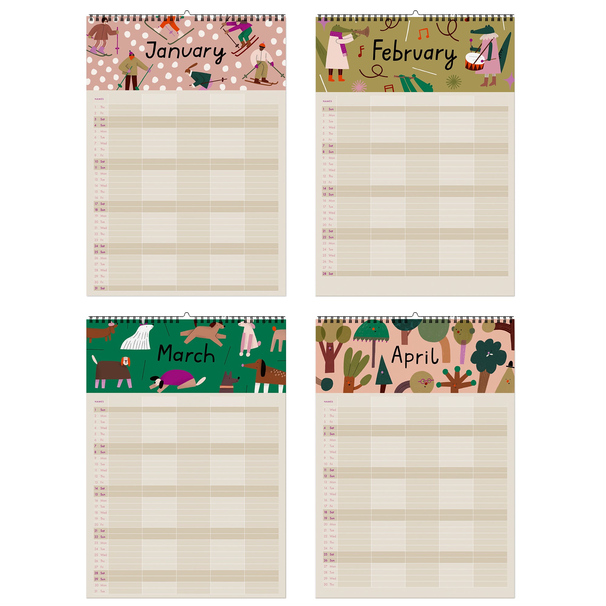 Familiekalender “Pony’s en picknick” 2026 incl. poster + 88 stickers