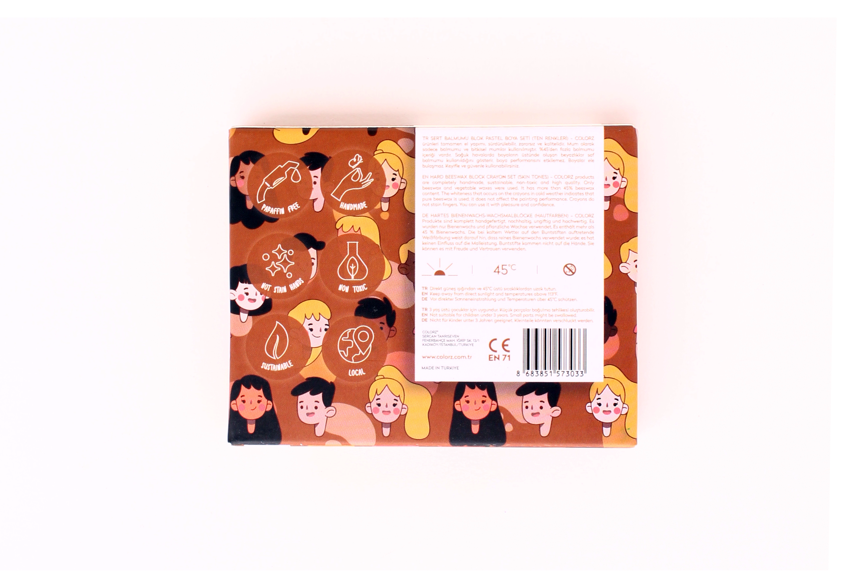 Natural Skin Tones Beeswax Block Crayons - 6 Colours