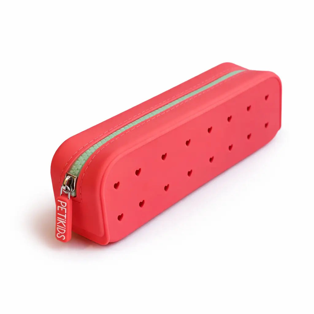 Perforated Pop & Clip School Pencil Case- Coral