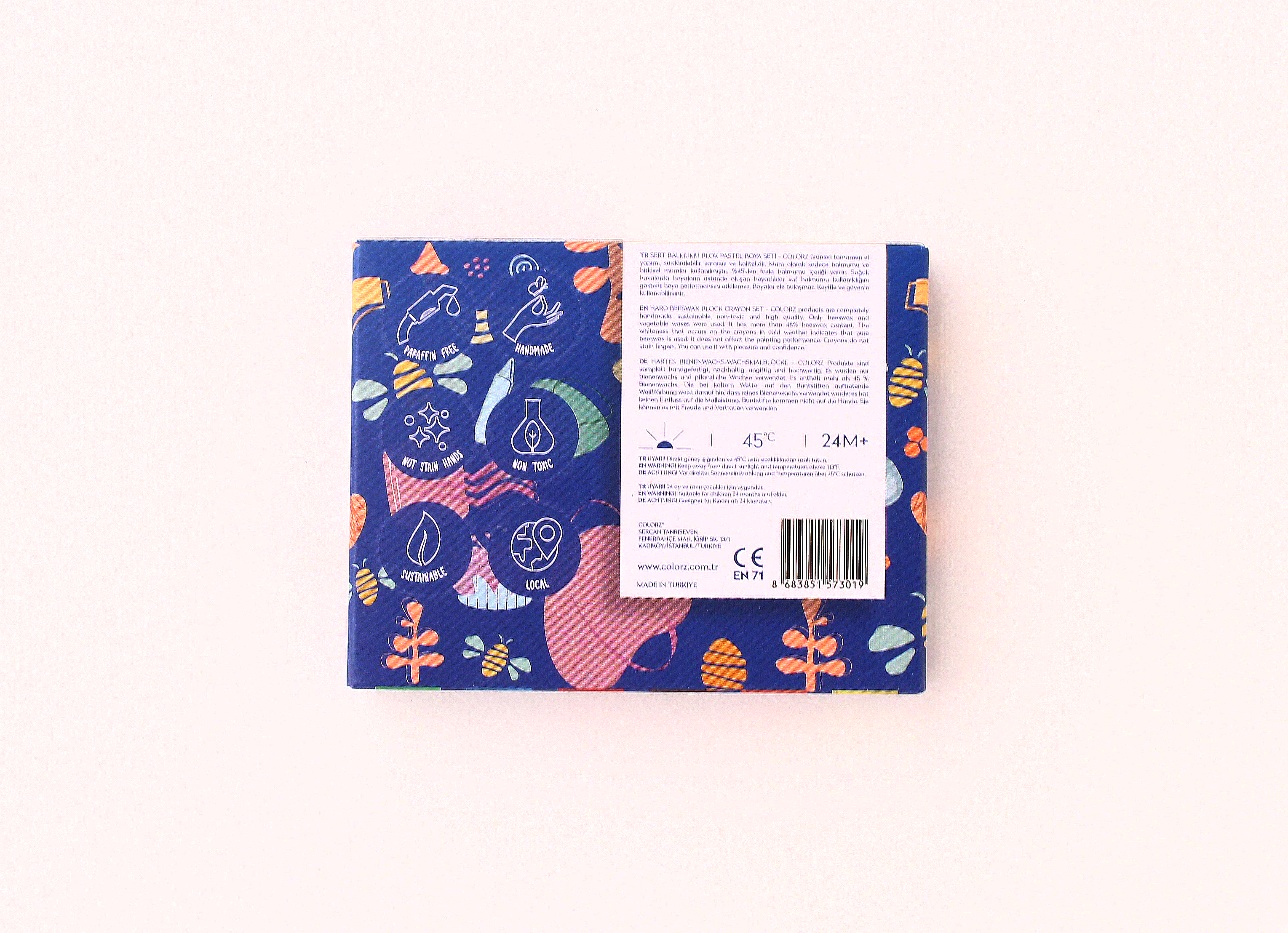 Natural Beeswax Block Crayons- 6 Colours
