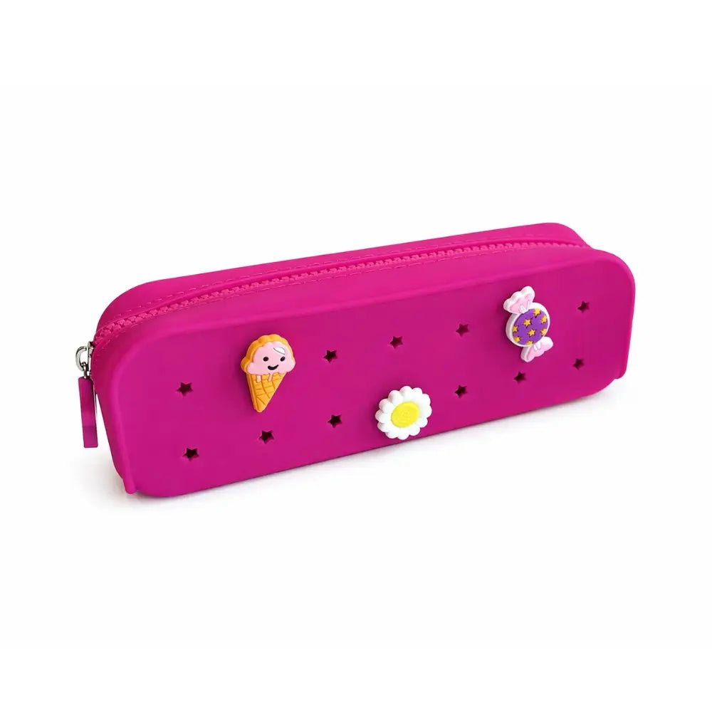 Perforated Pop & Clip School Pencil Case- Raspberry