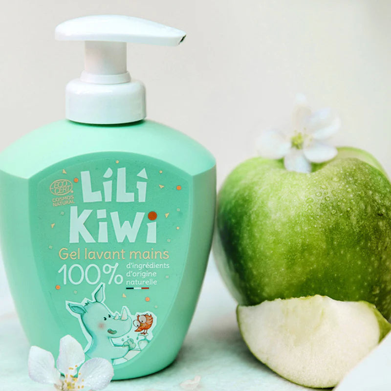 close-up of green hand soap gel bottle