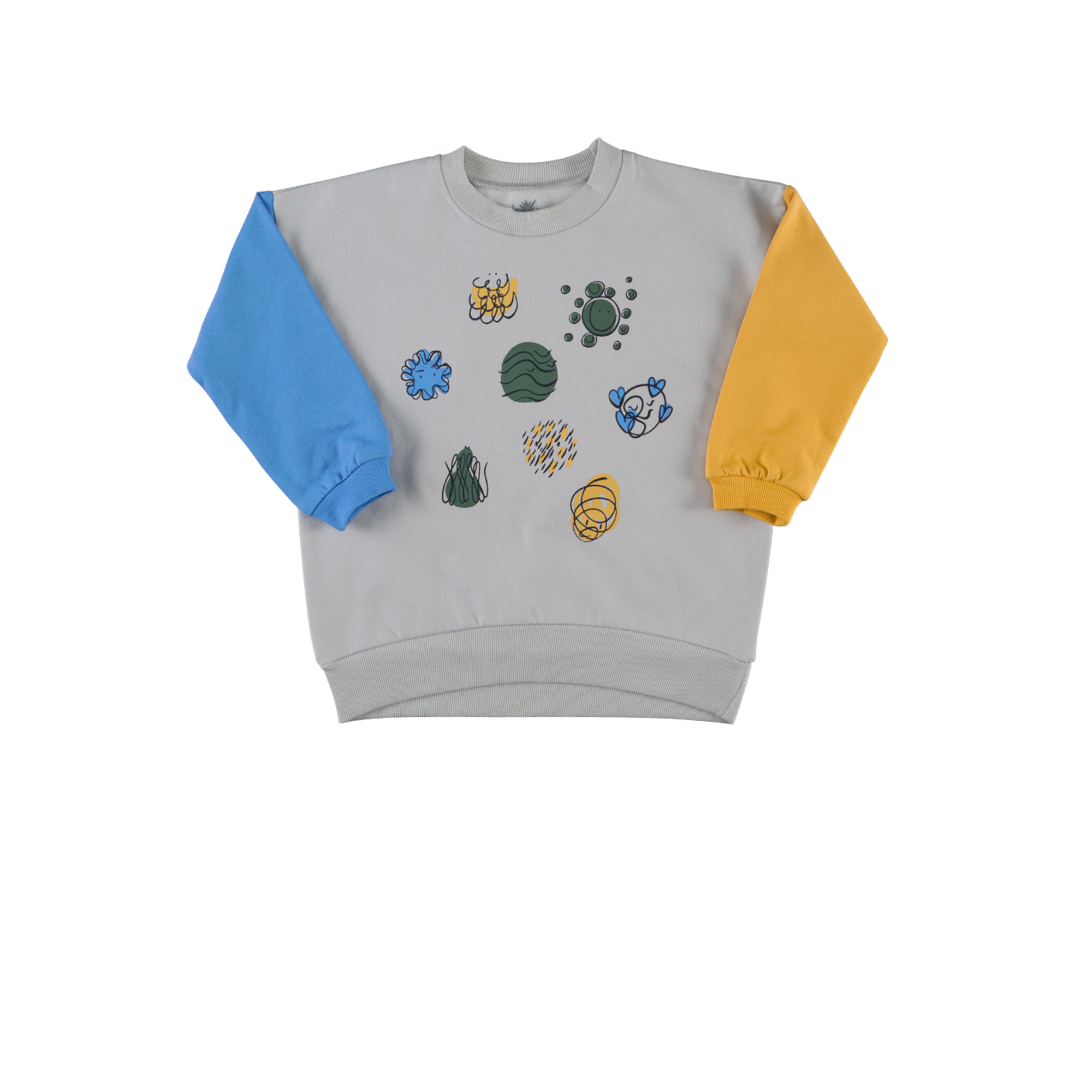 kids' long-sleeve sweatshirt in saffron and blue colors