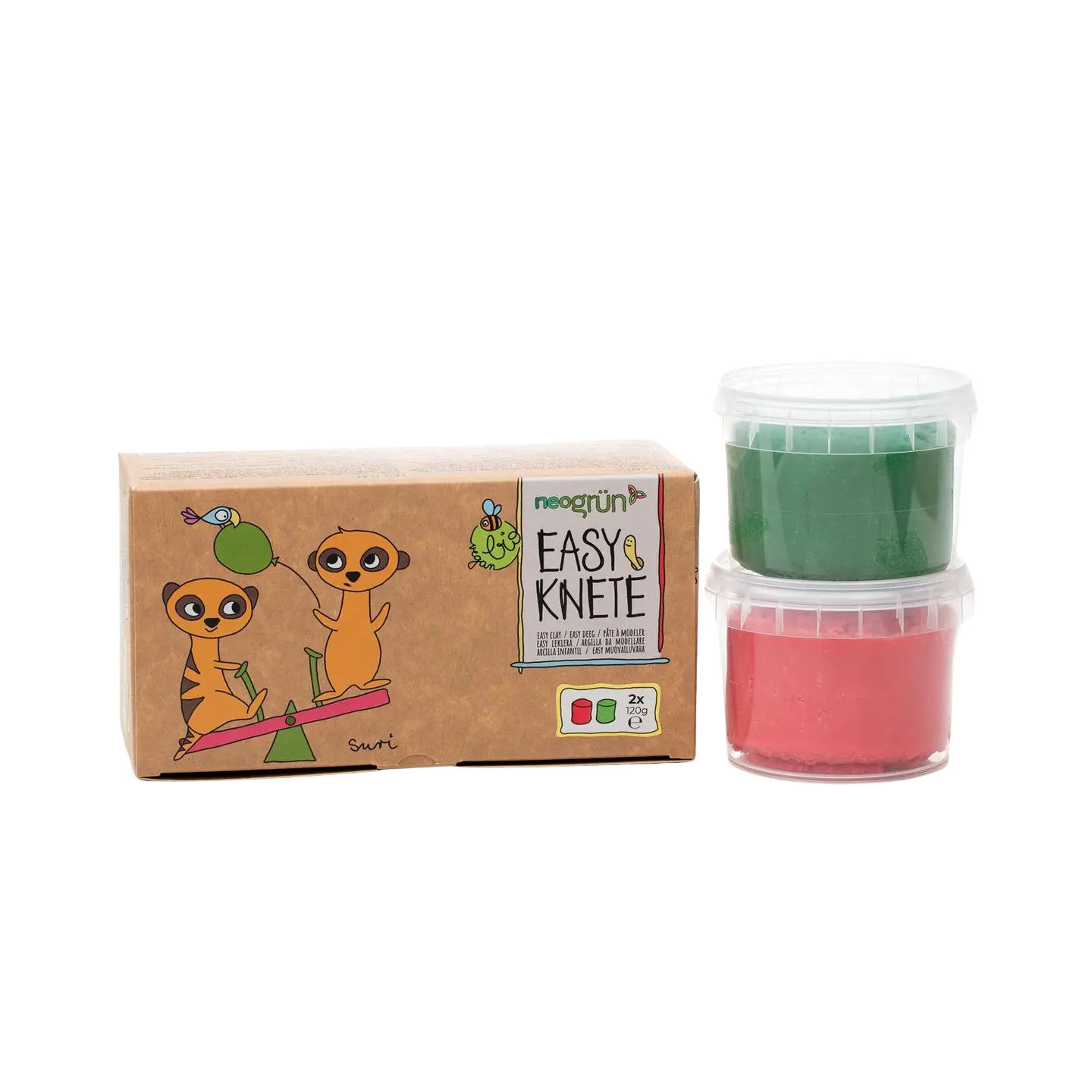 Biologisch Eenvoudig Veganistisch Deeg Set van 2 "Suri" Rood/Groen