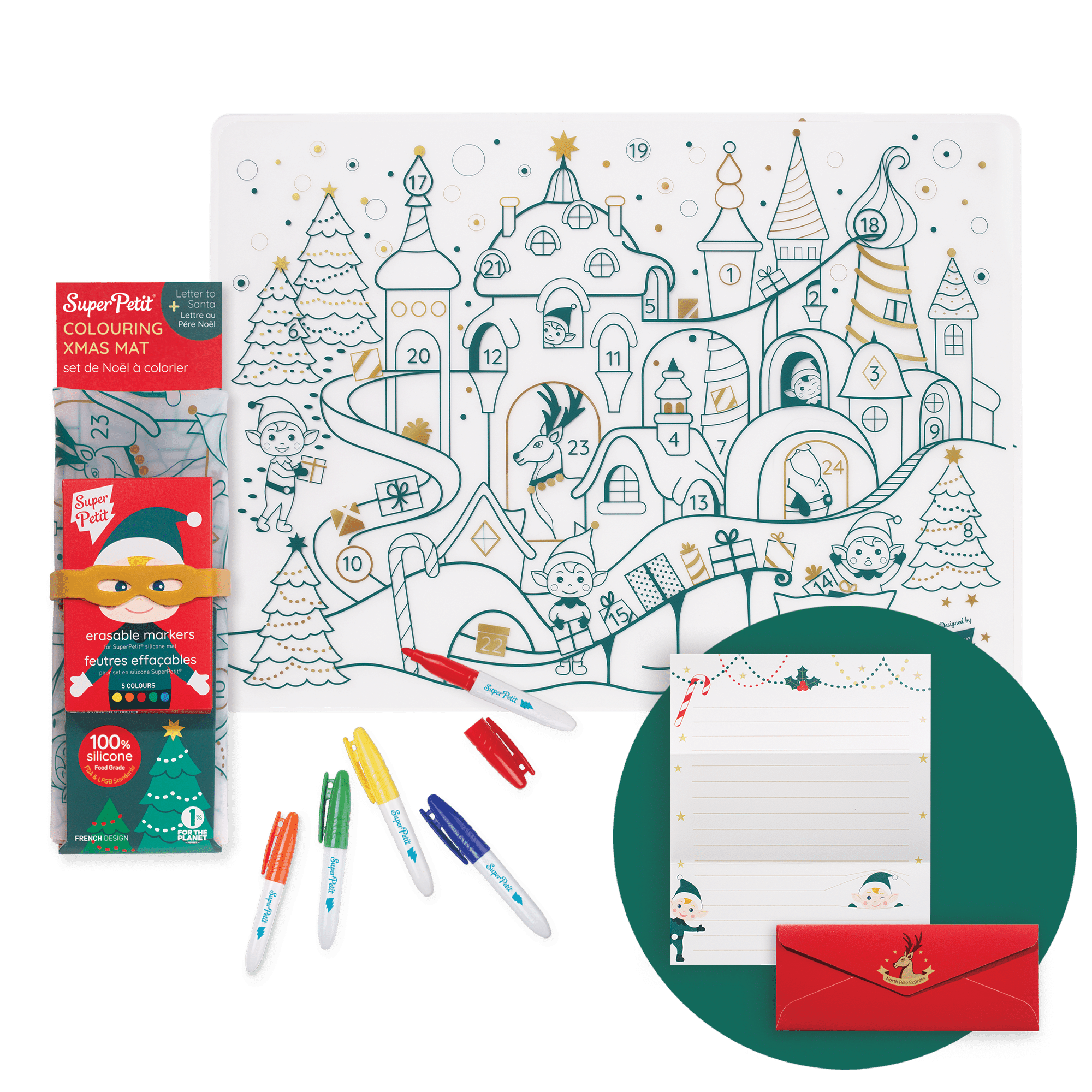 REUSABLE COLOURING MAT: CHRISTMAS VILLAGE