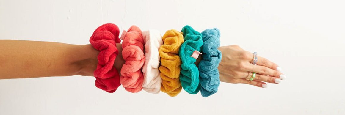 kids' accessories showing Jera scrunchies on hand