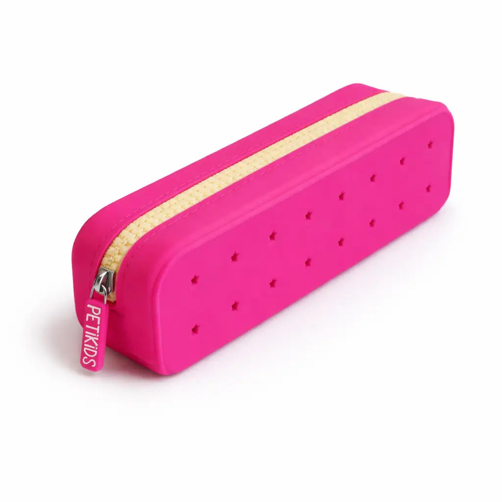 Perforated Pop & Clip School Pencil Case- Fuschia