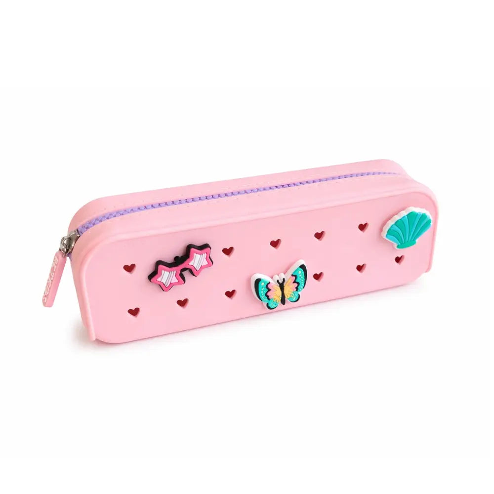 Perforated Pop & Clip School Pencil Case- Light Pink