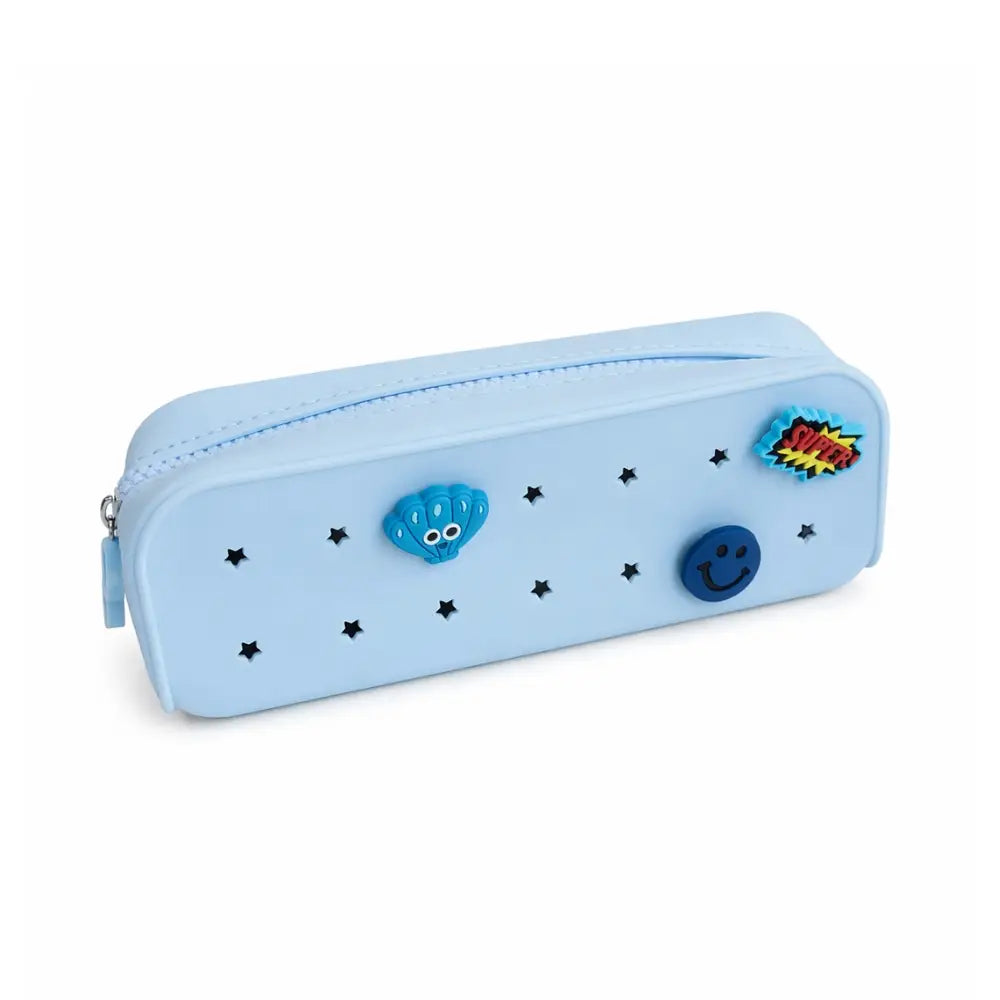 Perforated Pop & Clip School Pencil Case- Sky Blue