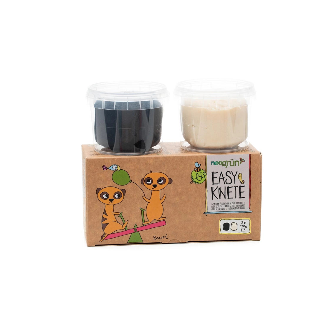 Biologisch Vegan Easy Dough Set van 2 "Suri" Zwart/Wit