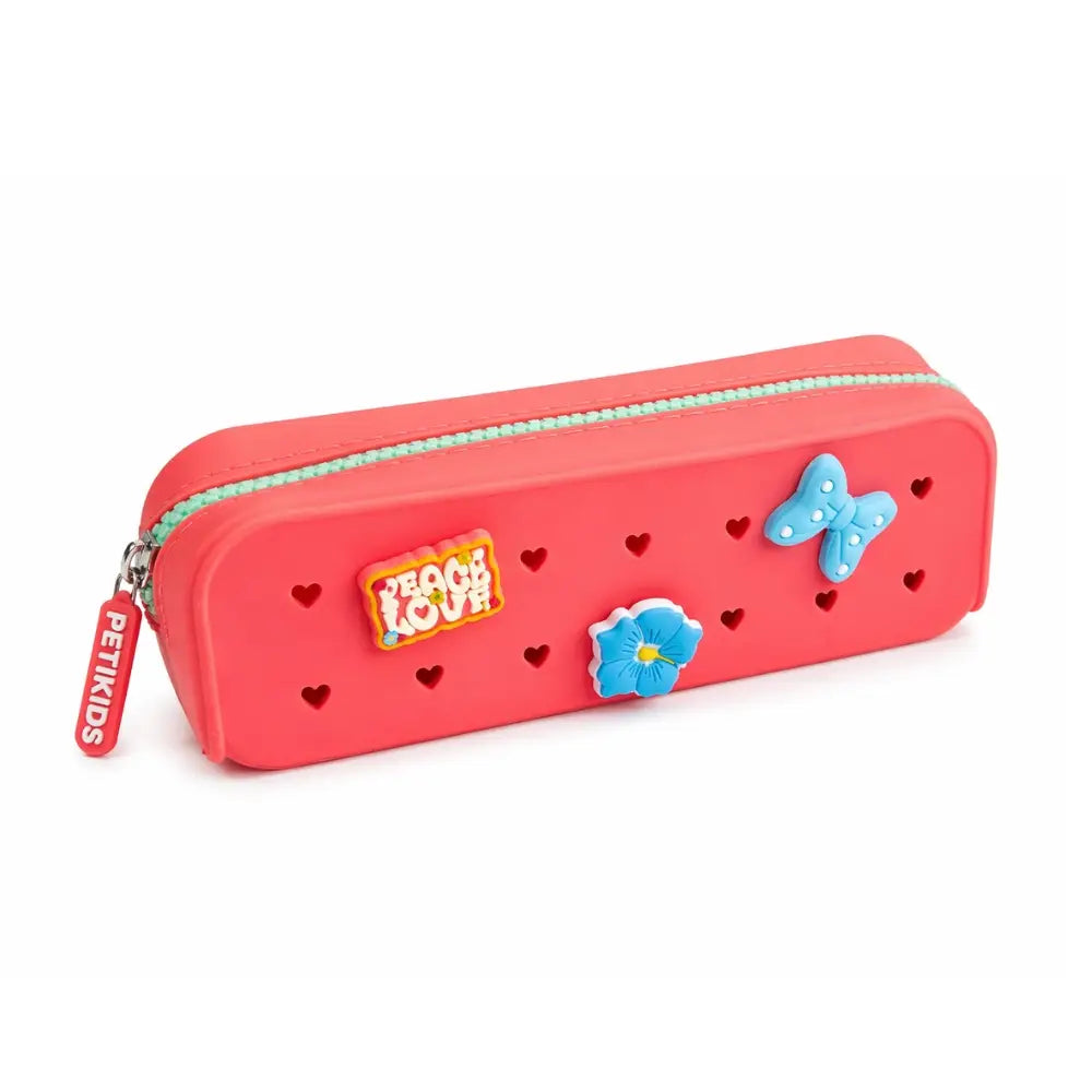 Perforated Pop & Clip School Pencil Case- Coral
