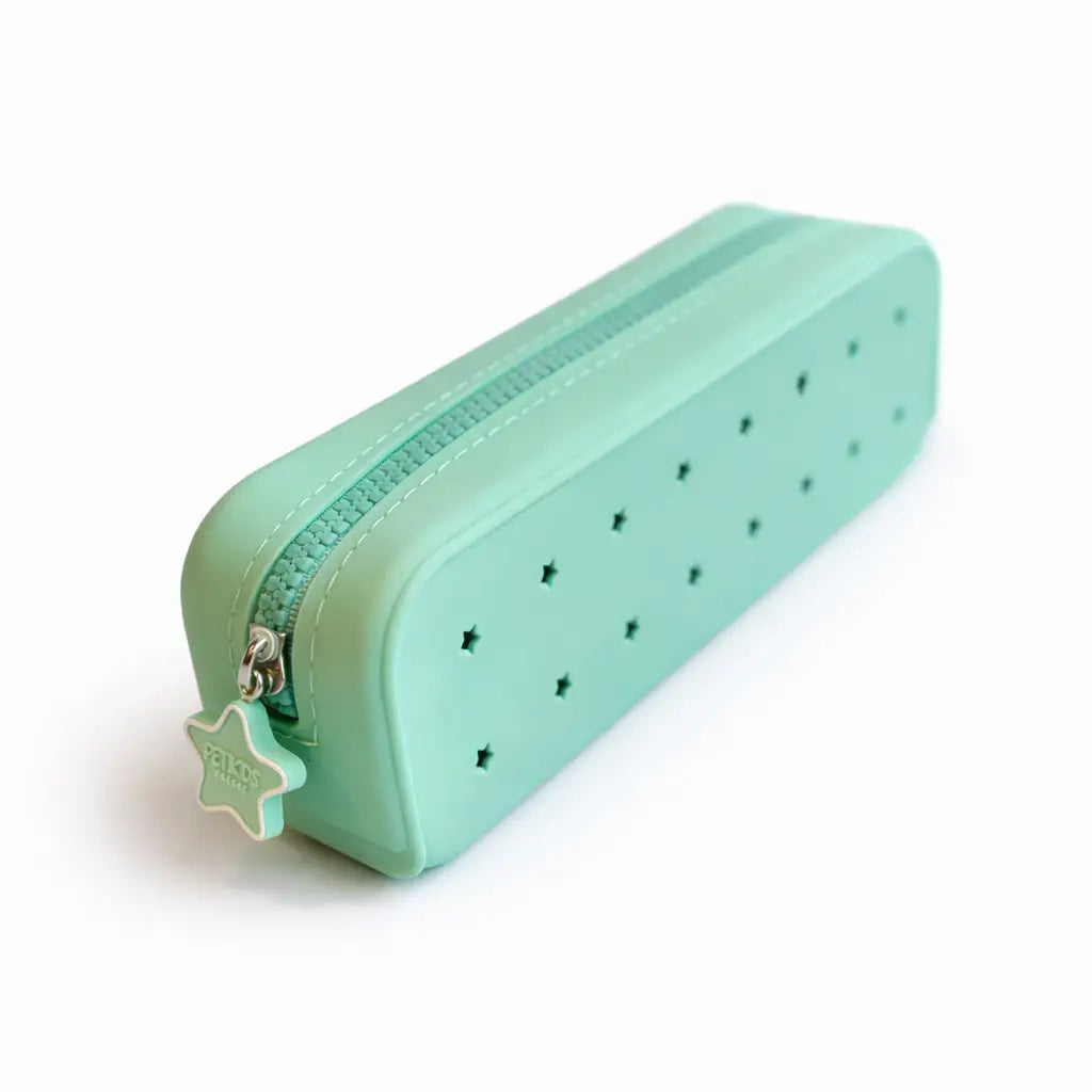 Perforated Pop & Clip School Pencil Case- Water Green