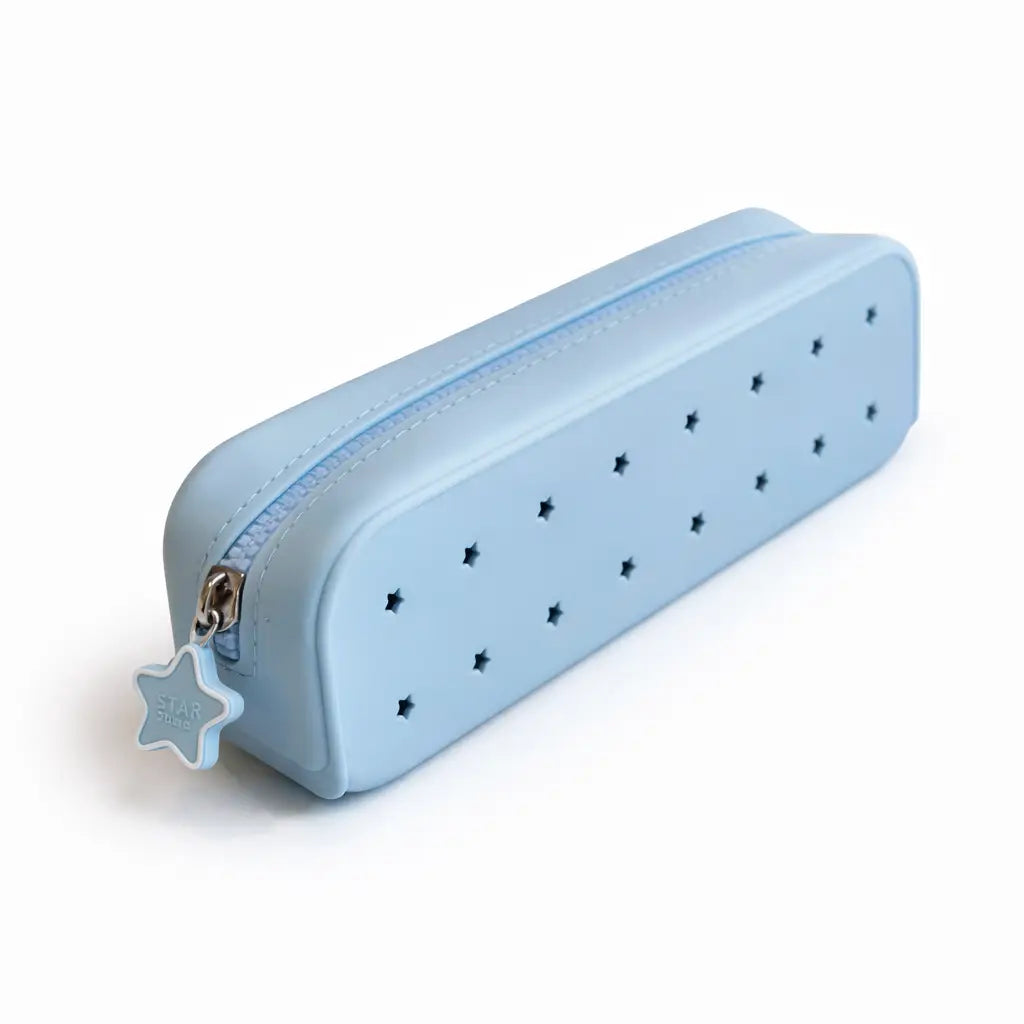 Perforated Pop & Clip School Pencil Case- Sky Blue