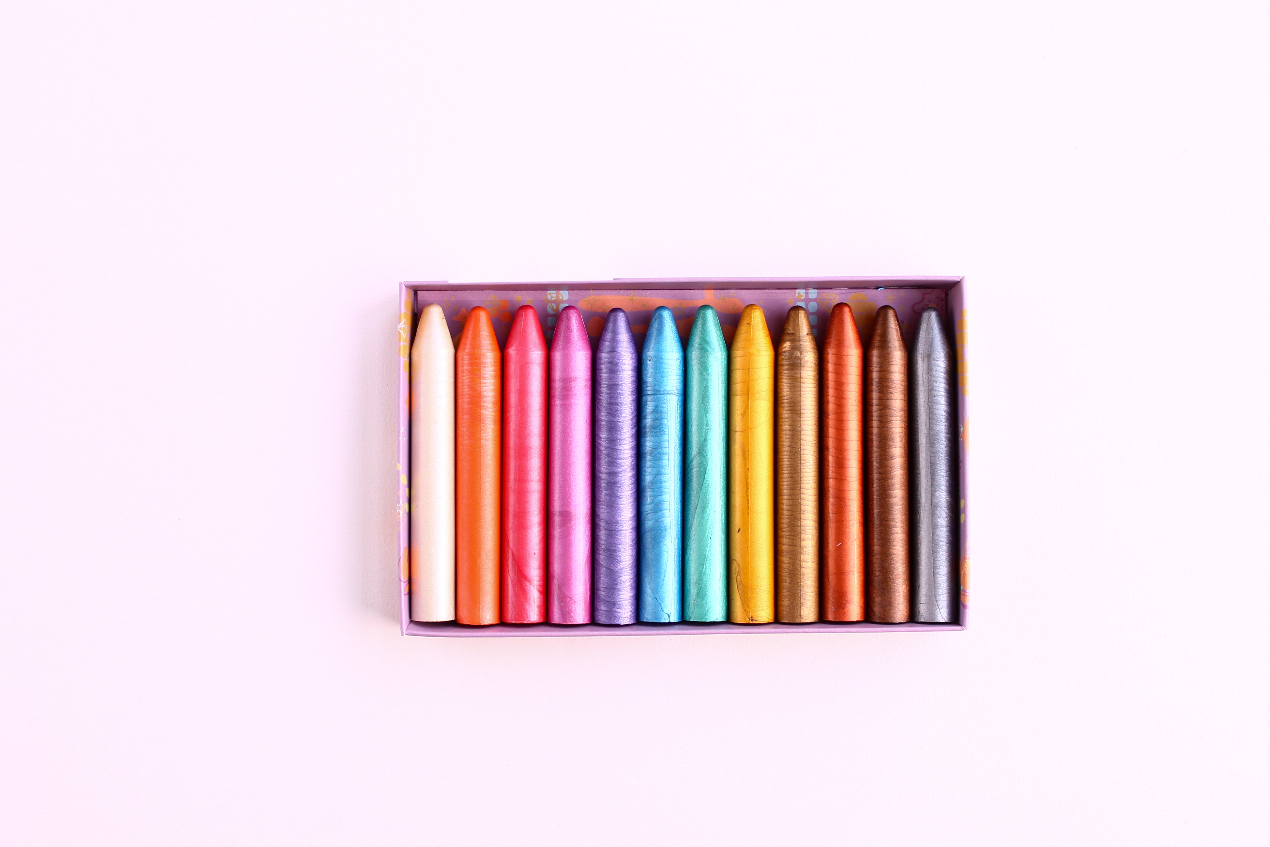 Metallic Natural Beeswax Stick Crayons - 12 Colours