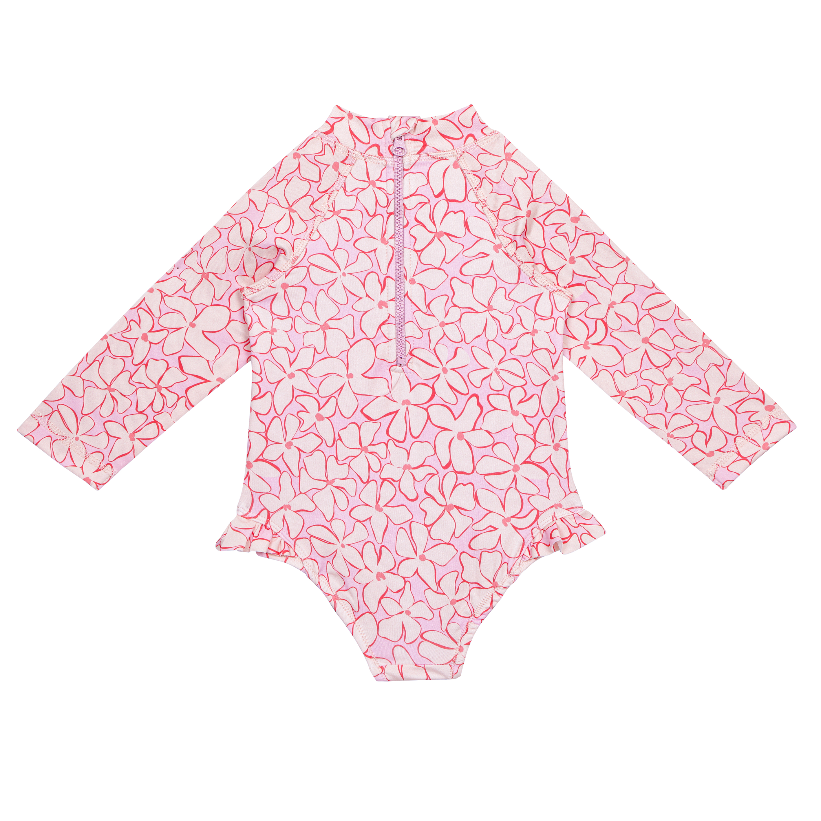 Long Sleeve Swimsuit-Lilac Blossom