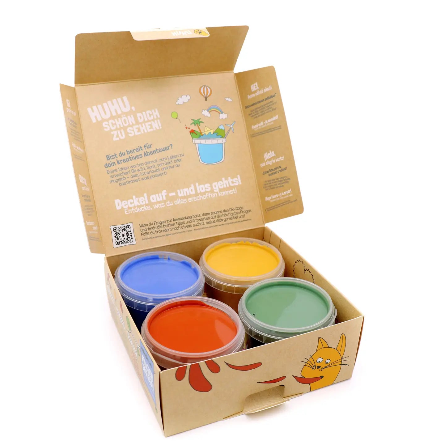 Lot de 4 peintures pour doigts bio et végétaliennes « Aki »