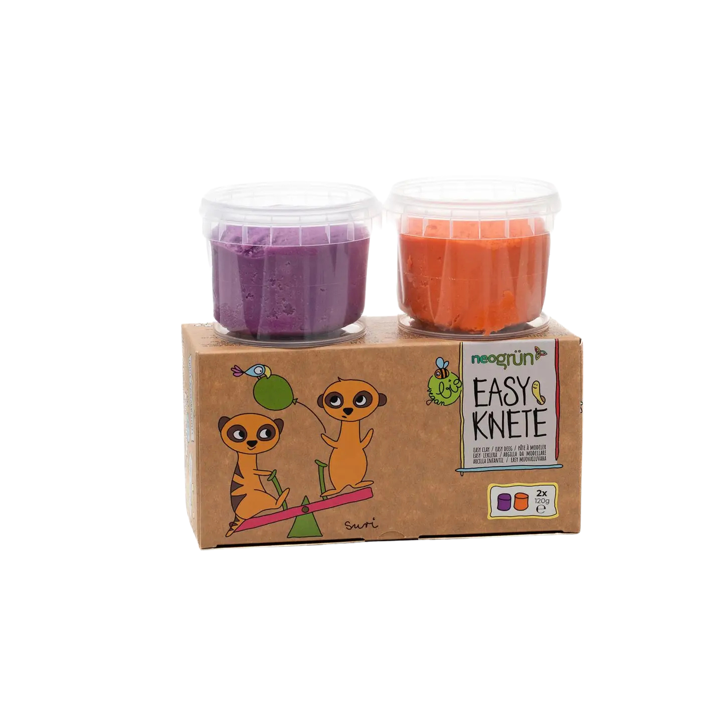 Biologisch Eenvoudig Veganistisch Deeg Set van 2 "Suri" Oranje/Paars