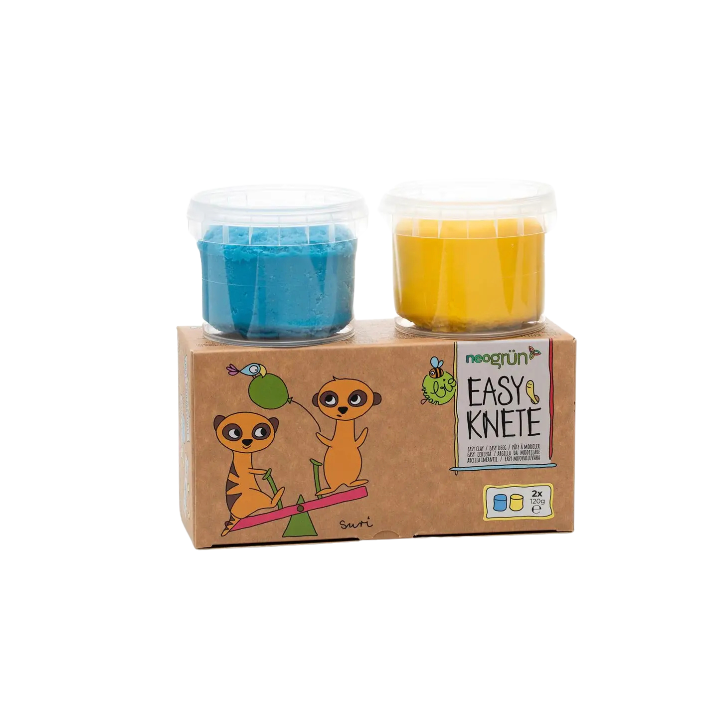 Biologisch veganistisch makkelijk deeg set van 2 "Suri" Blauw/geel