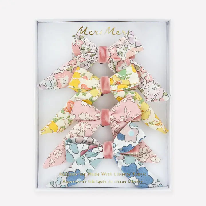 Floral Pattern Bow Hair Clips