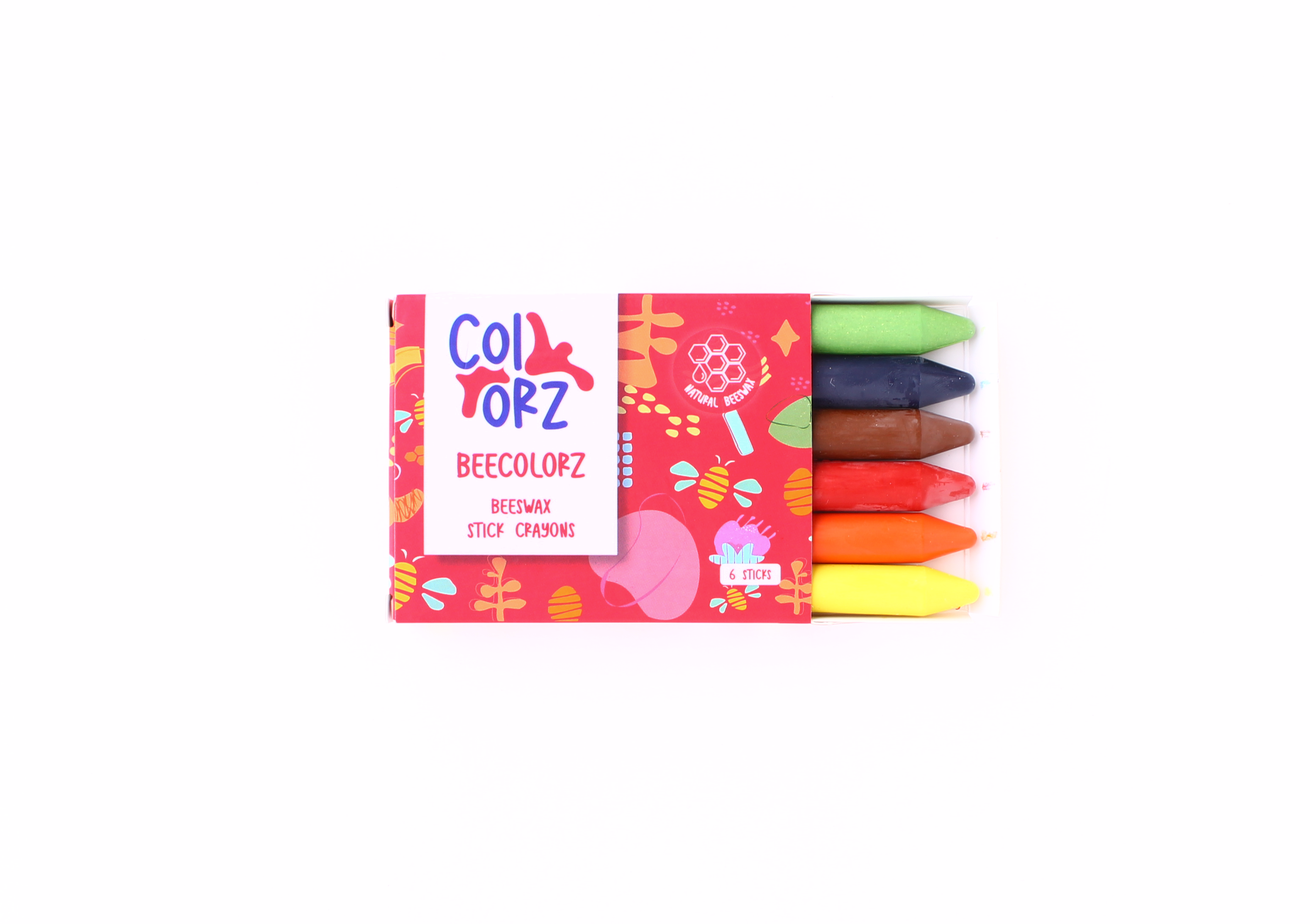 Natural Beeswax Stick Crayons - 6 Colours