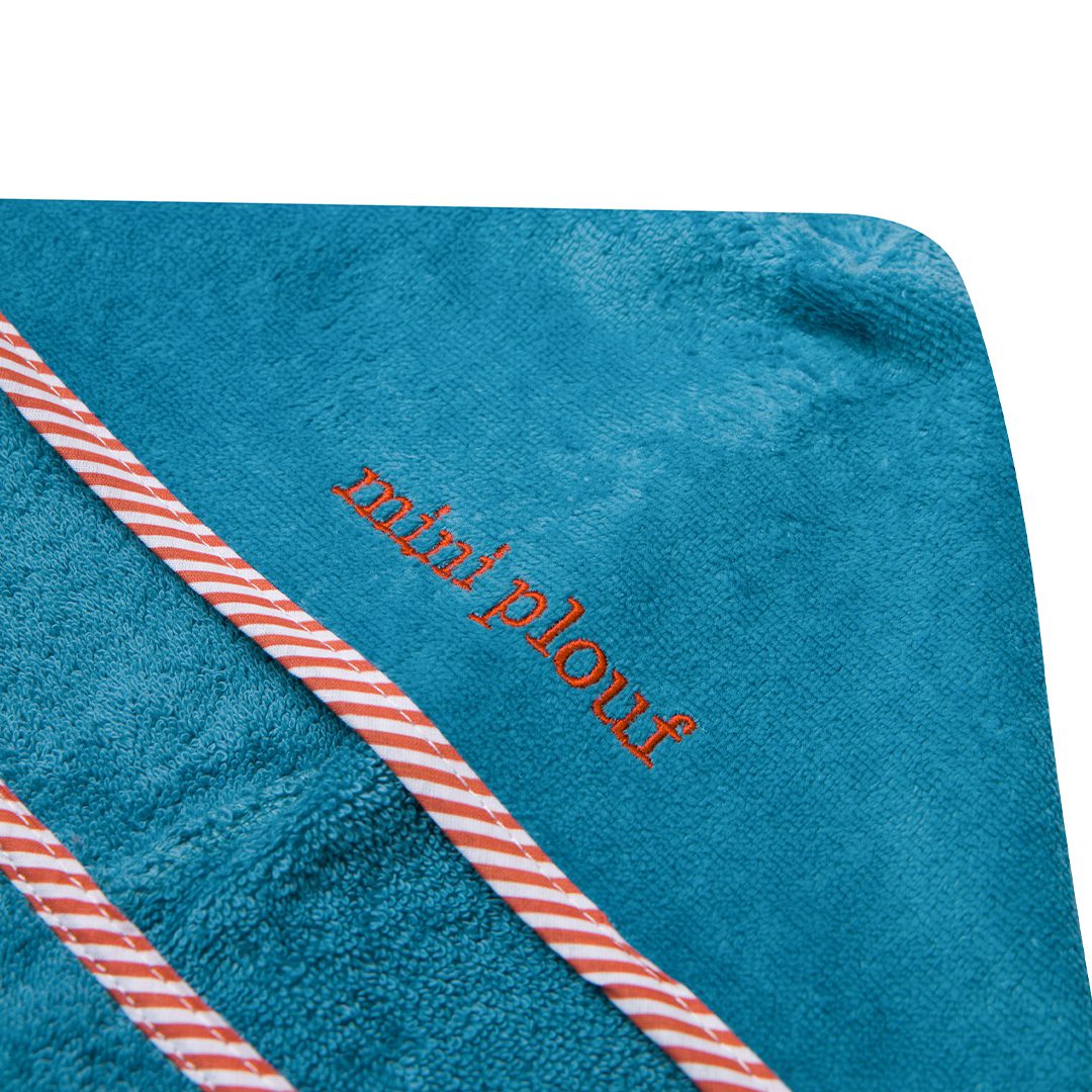 Serviette à capuche Mini Plouf (Bleu)