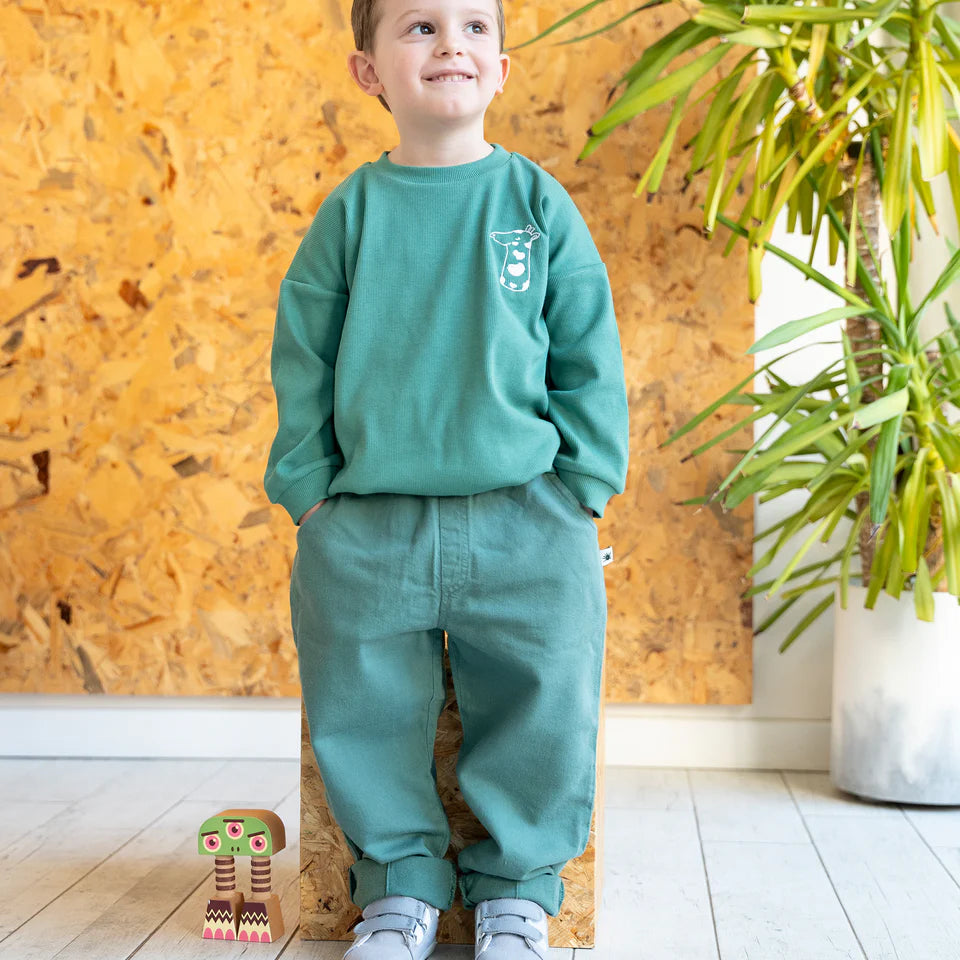Pantalon ample en toile - Vert foncé