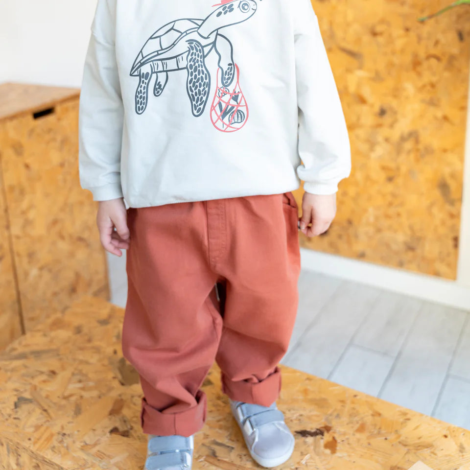 Pantalon ample en toile - Terracotta