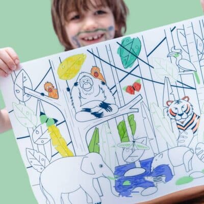 REUSABLE COLOURING MAT: JUNGLE