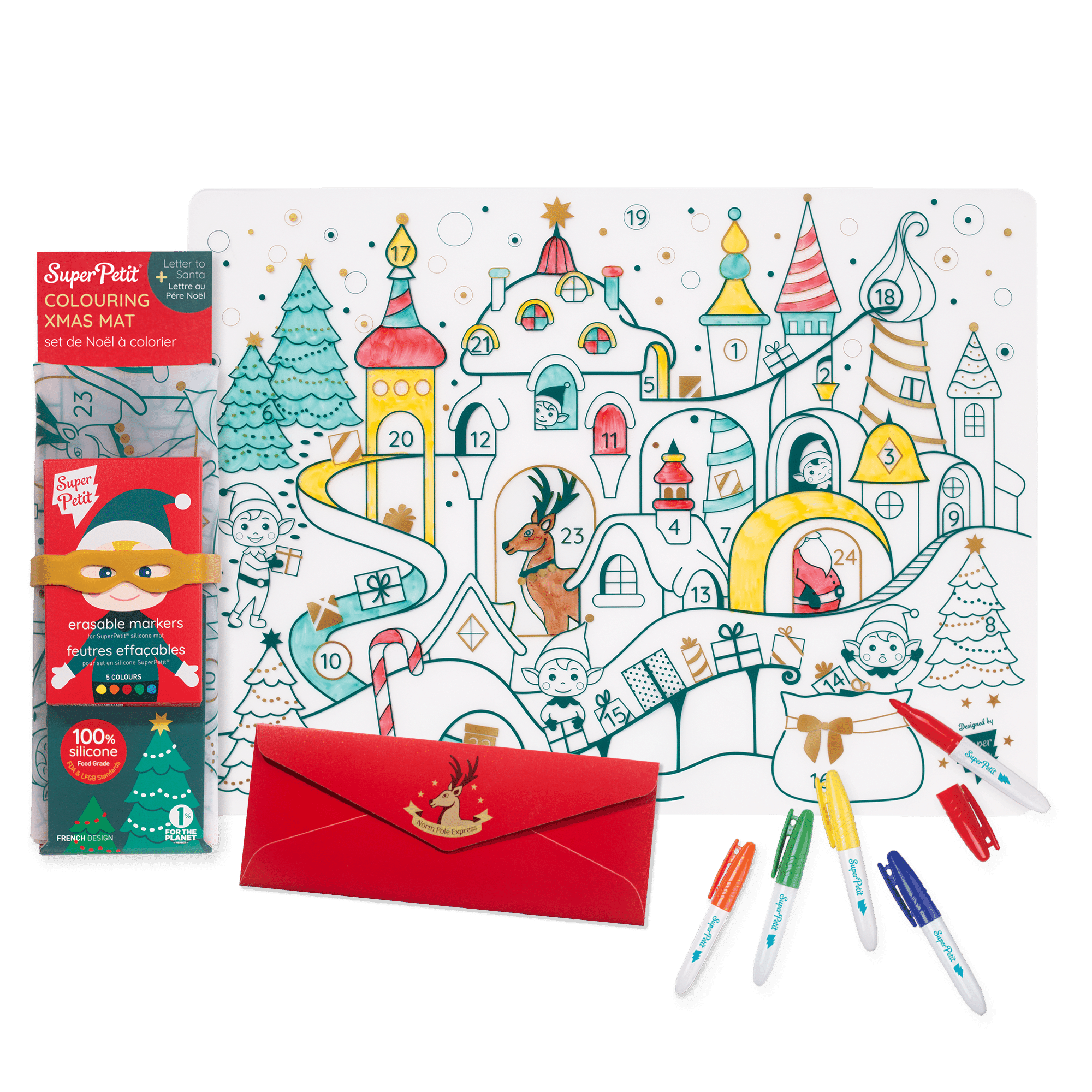 REUSABLE COLOURING MAT: CHRISTMAS VILLAGE
