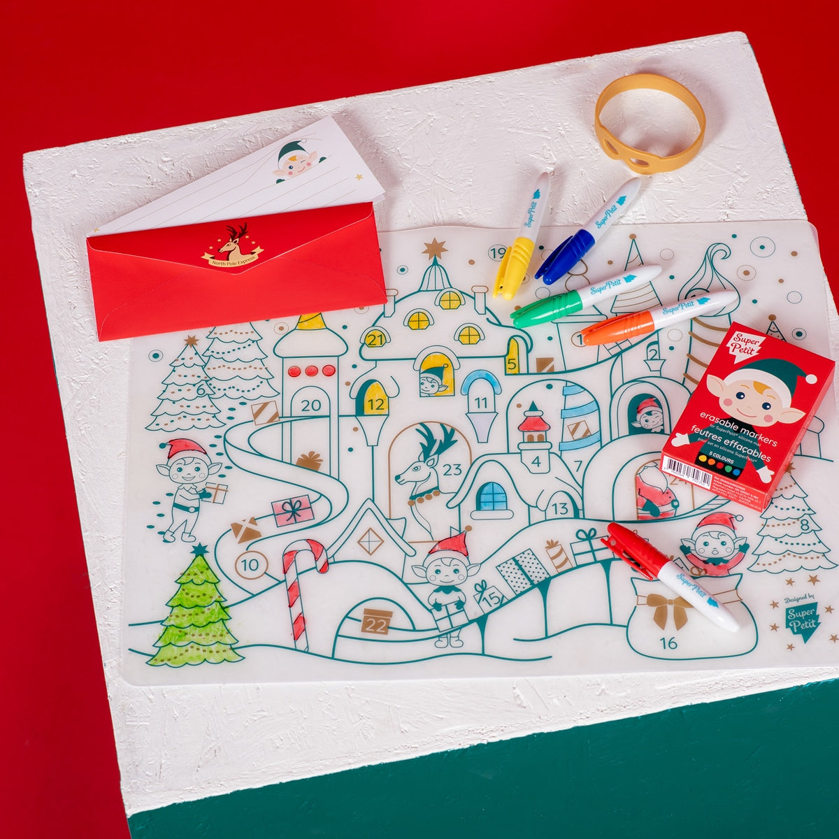 REUSABLE COLOURING MAT: CHRISTMAS VILLAGE